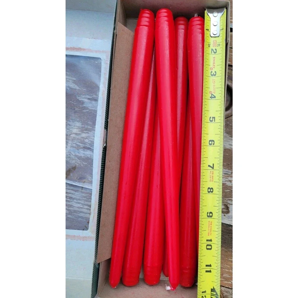 Candle-lite Taper Candles Red Wax Tapered Shape 12 in Height Holiday Decor